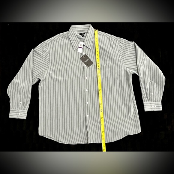 NWT VAN HEUSEN Men's Shirt Size XXL 18-18.5 Striped Mirage Gray Long Sleeve - Picture 2 of 9